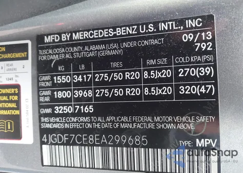 2014 Mercedes-Benz Gl 450 4Matic from USA, damaged, VIN 4JGDF7CE8EA299685
